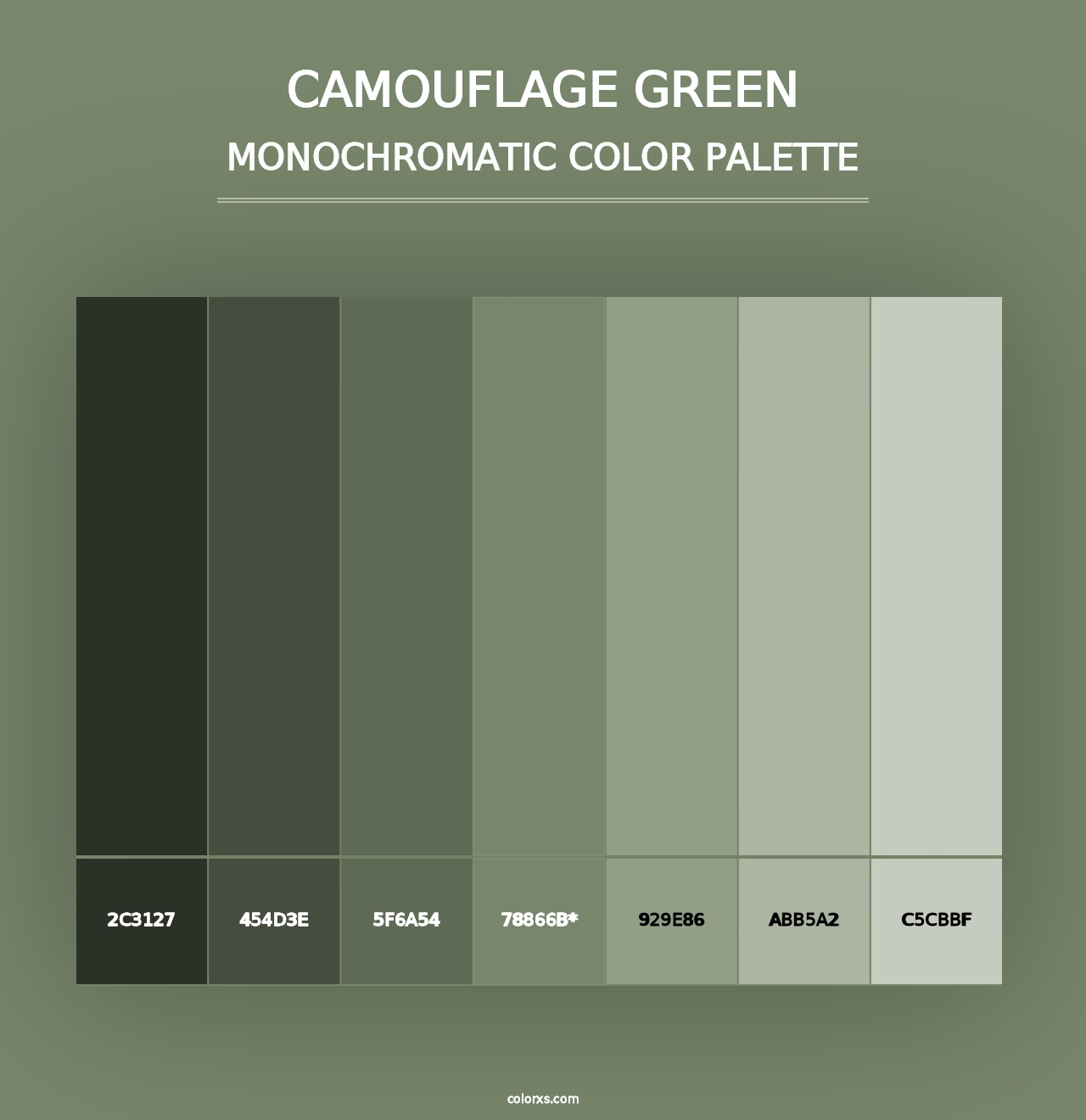 Camouflage Green - Monochromatic Color Palette