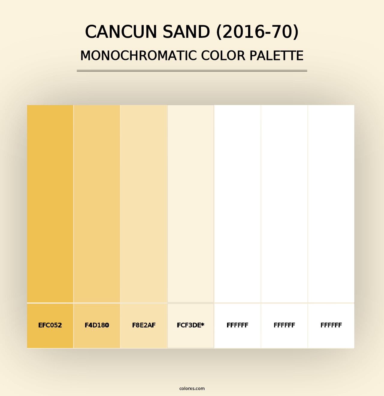 Cancun Sand (2016-70) - Monochromatic Color Palette