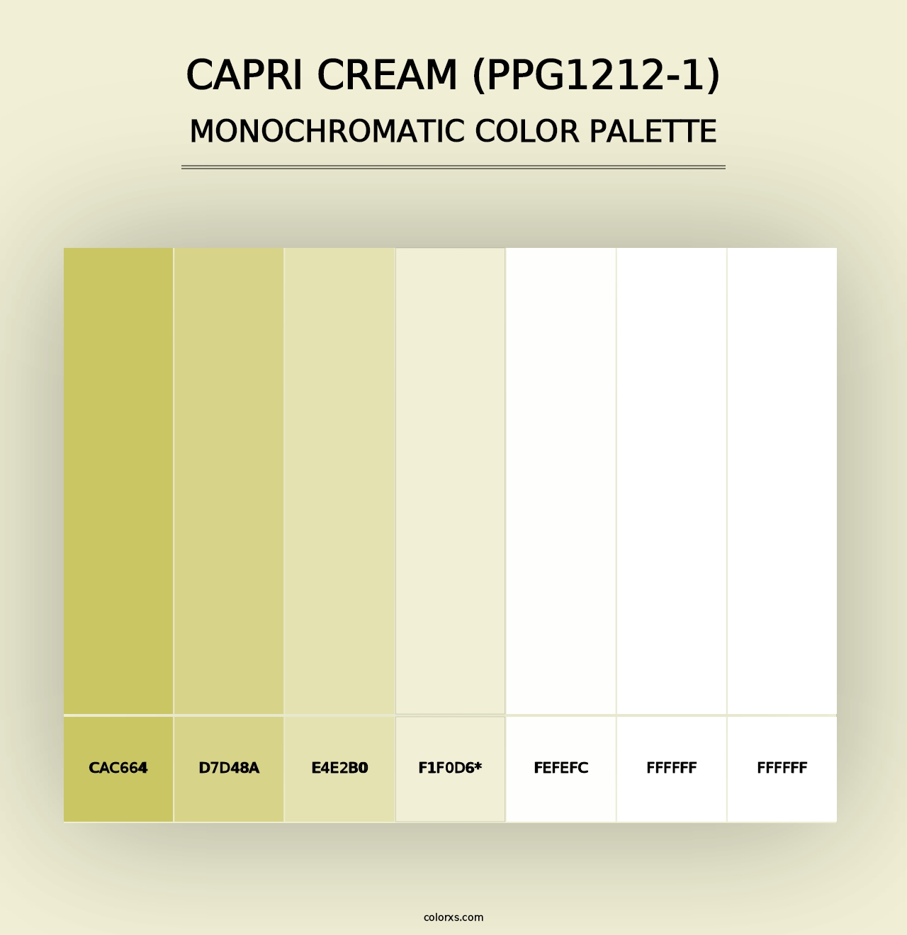 Capri Cream (PPG1212-1) - Monochromatic Color Palette