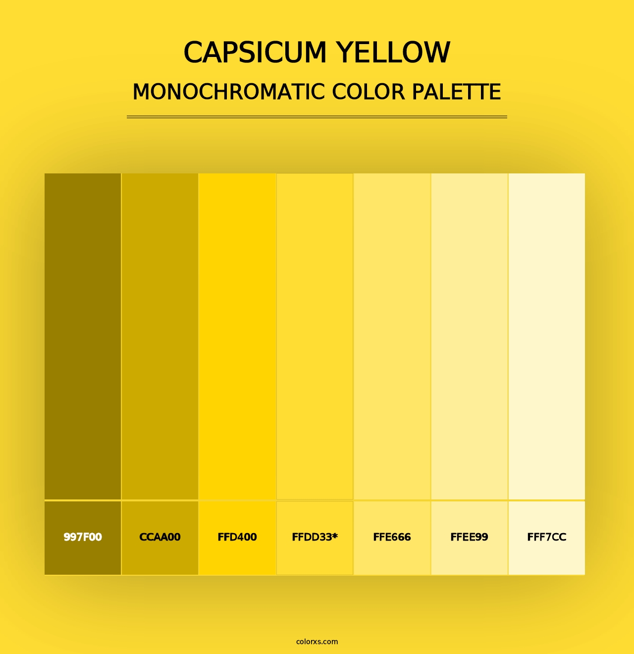 Capsicum Yellow - Monochromatic Color Palette