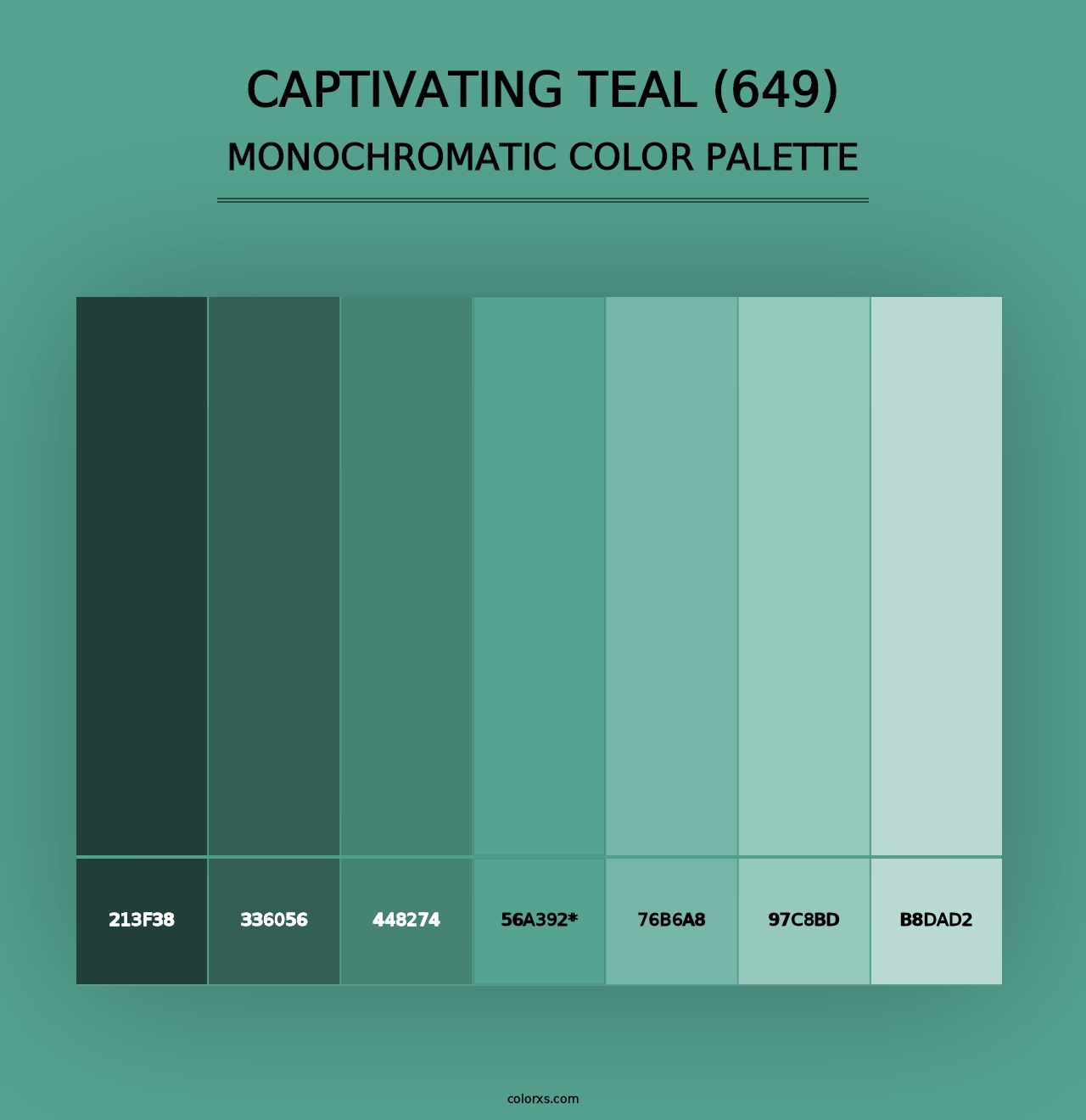 Captivating Teal (649) - Monochromatic Color Palette