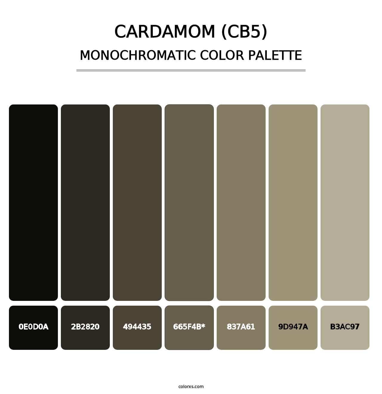 Cardamom (CB5) - Monochromatic Color Palette