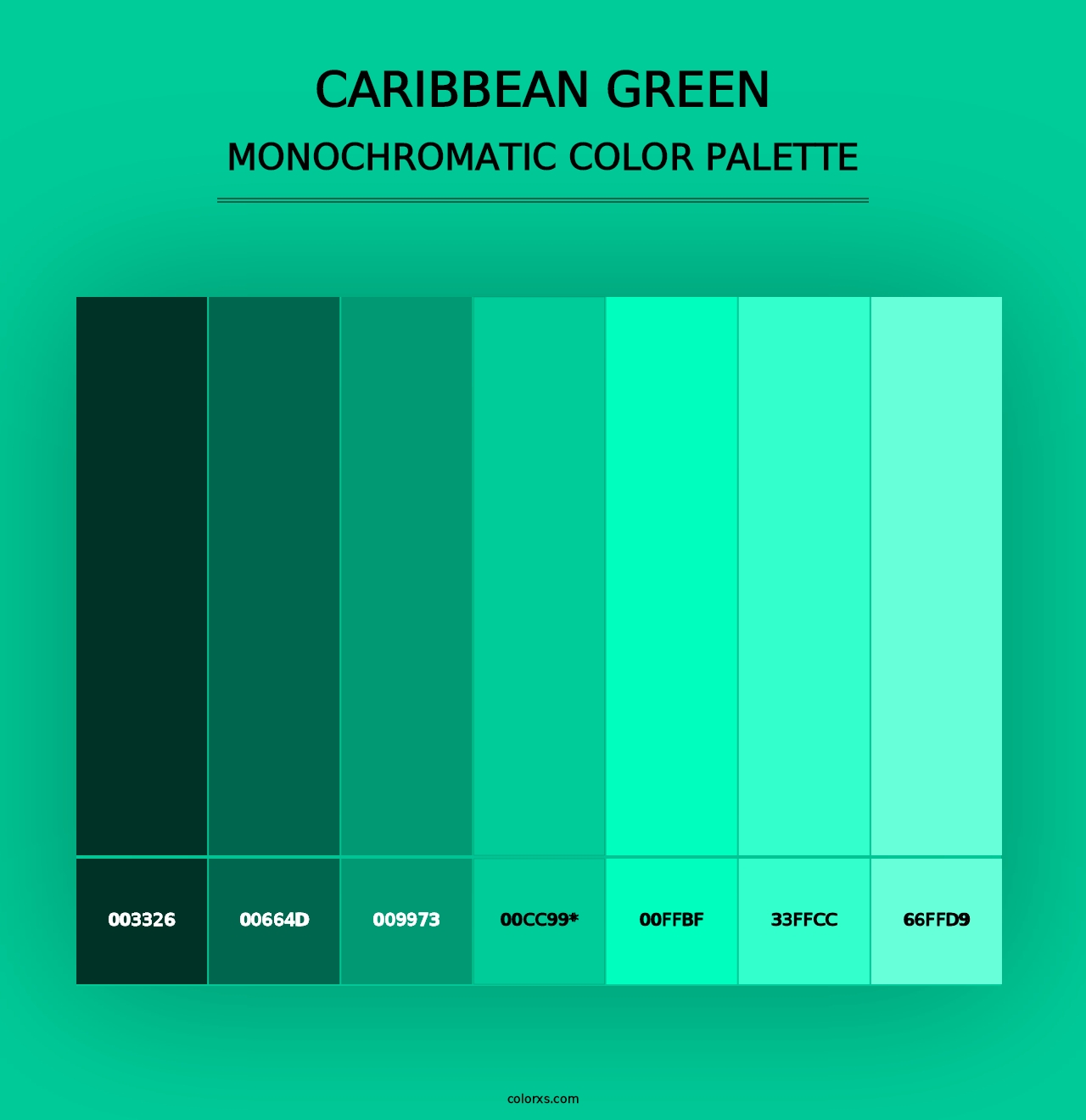 Caribbean green - Monochromatic Color Palette