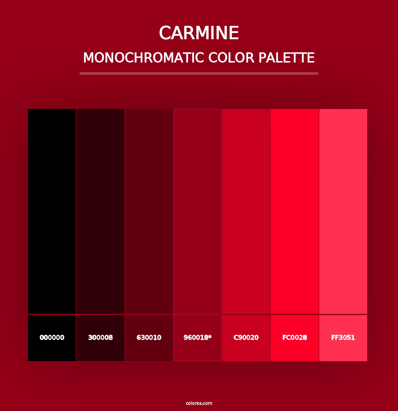 Carmine - Monochromatic Color Palette