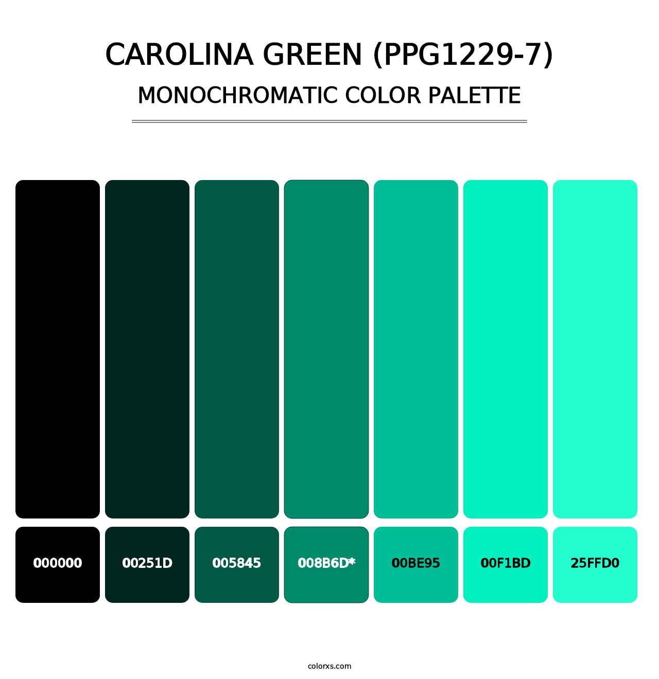 Carolina Green (PPG1229-7) - Monochromatic Color Palette