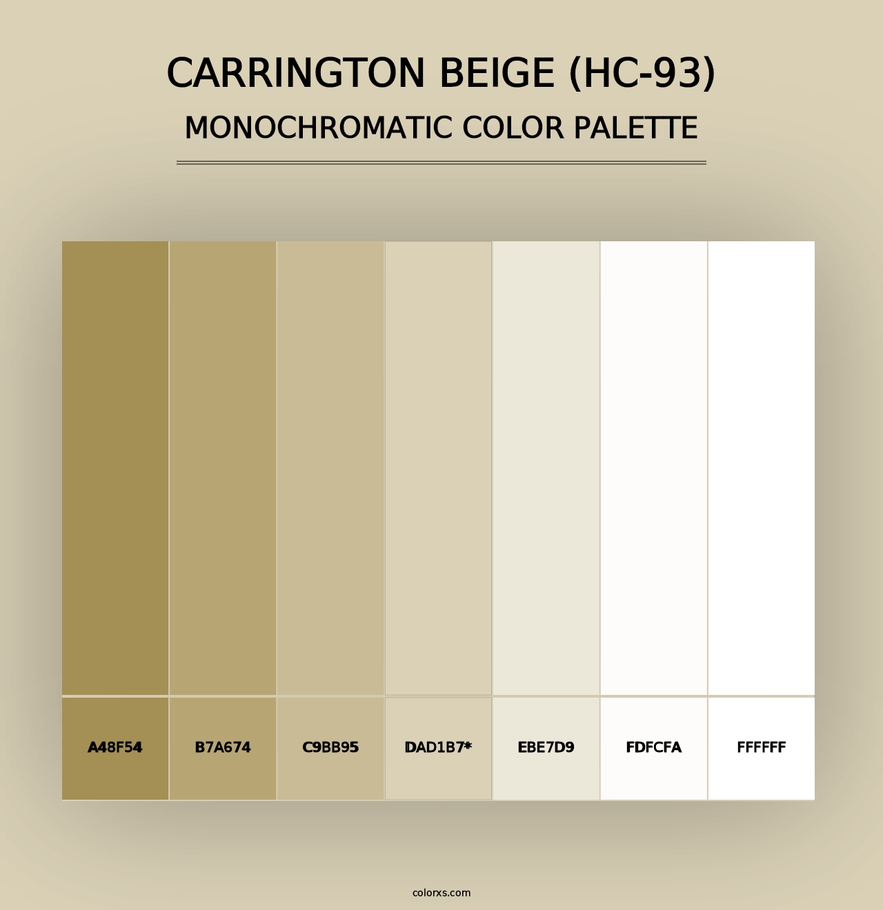 Carrington Beige (HC-93) - Monochromatic Color Palette