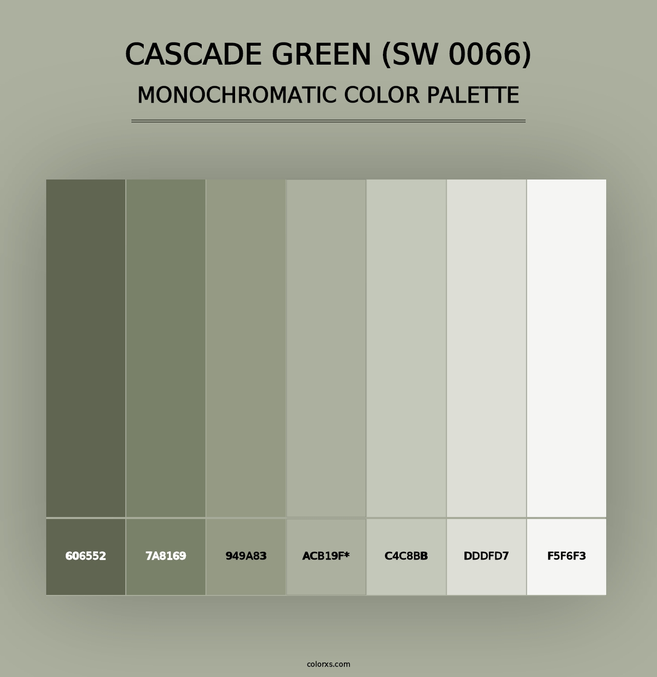 Cascade Green (SW 0066) - Monochromatic Color Palette