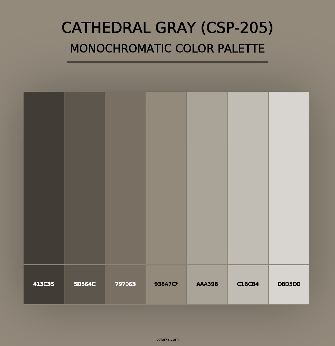 Cathedral Gray (CSP-205) - Monochromatic Color Palette