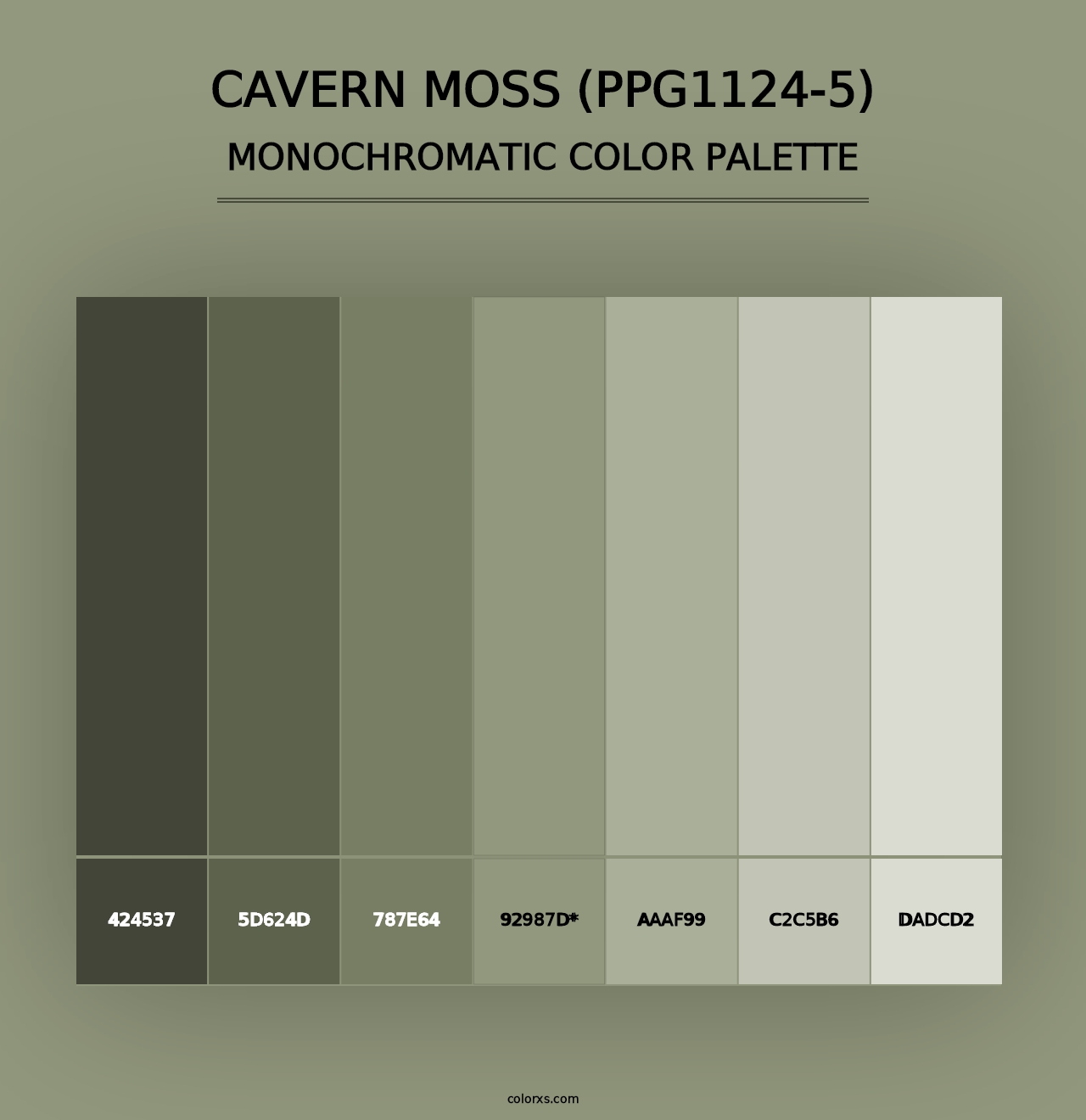 Cavern Moss (PPG1124-5) - Monochromatic Color Palette