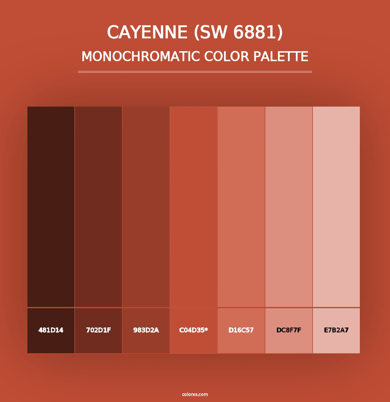 Cayenne (SW 6881) - Monochromatic Color Palette