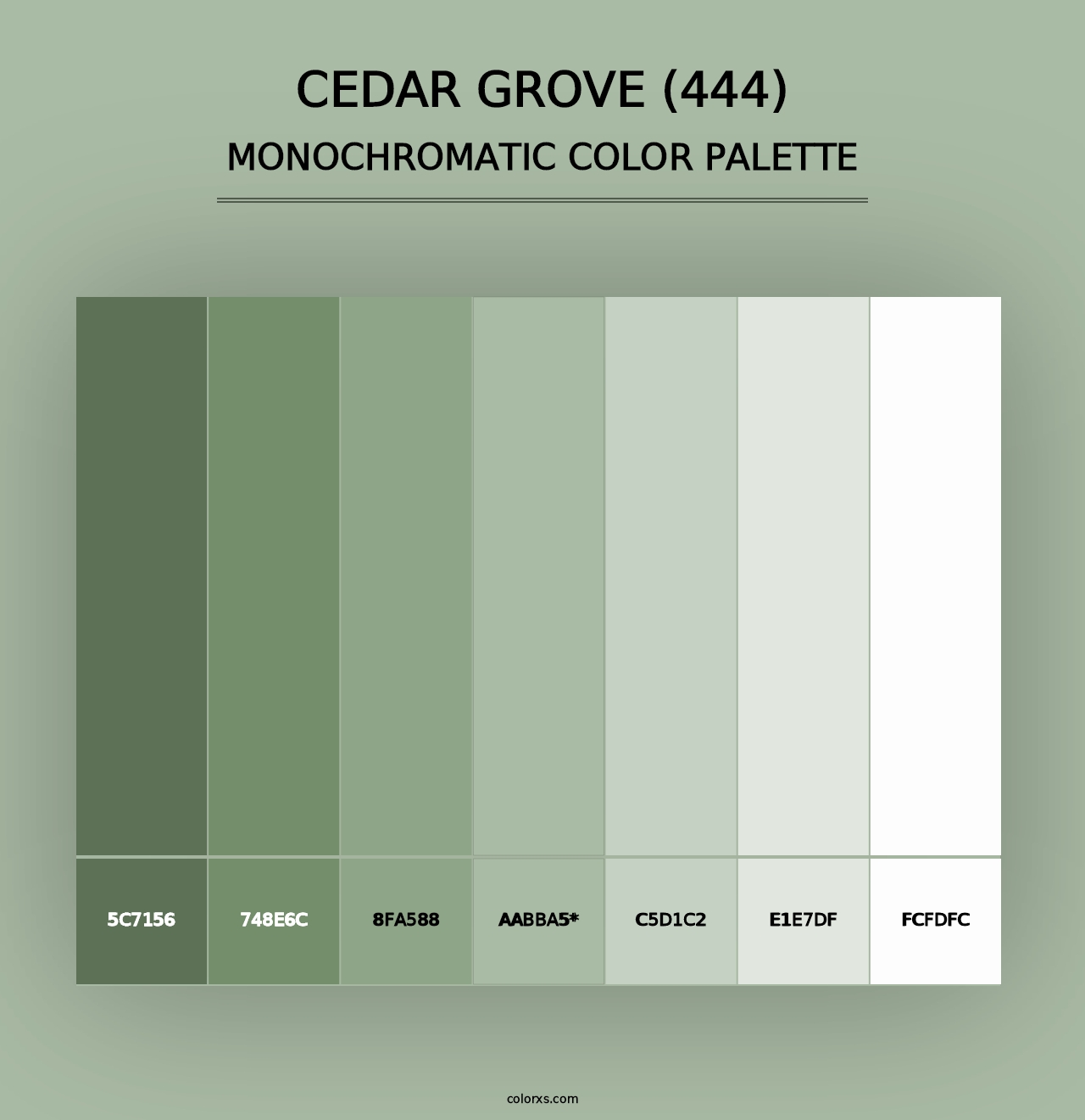 Cedar Grove (444) - Monochromatic Color Palette