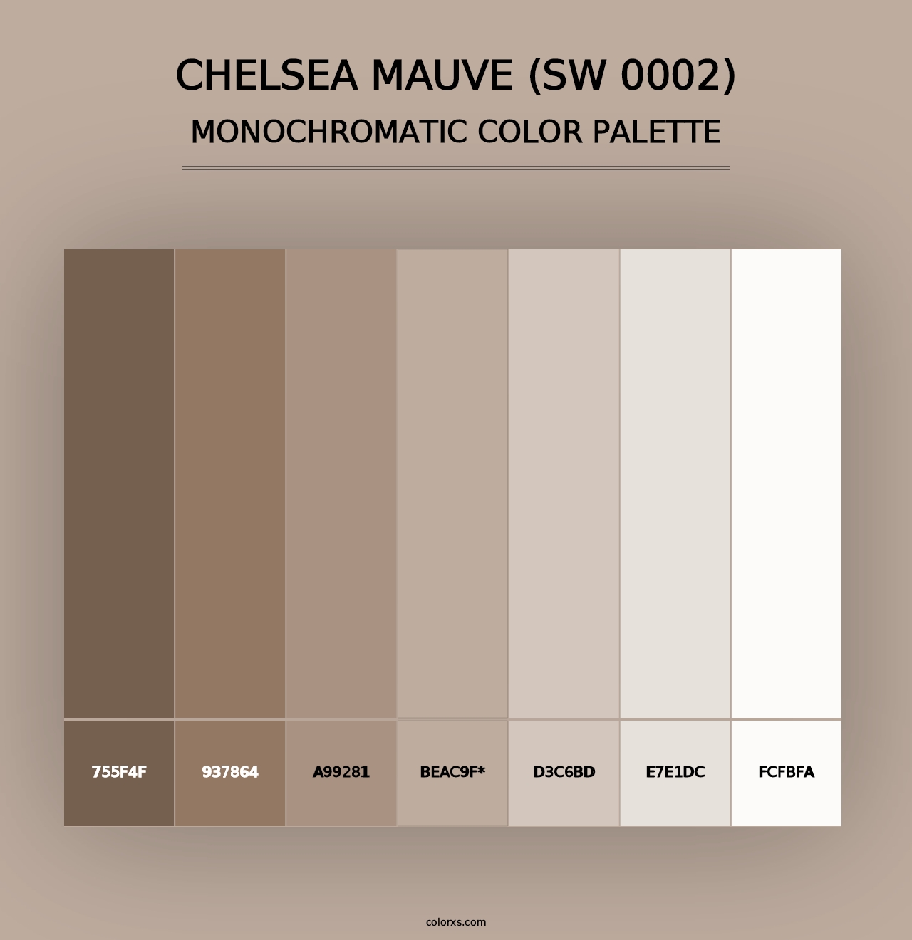 Chelsea Mauve (SW 0002) - Monochromatic Color Palette