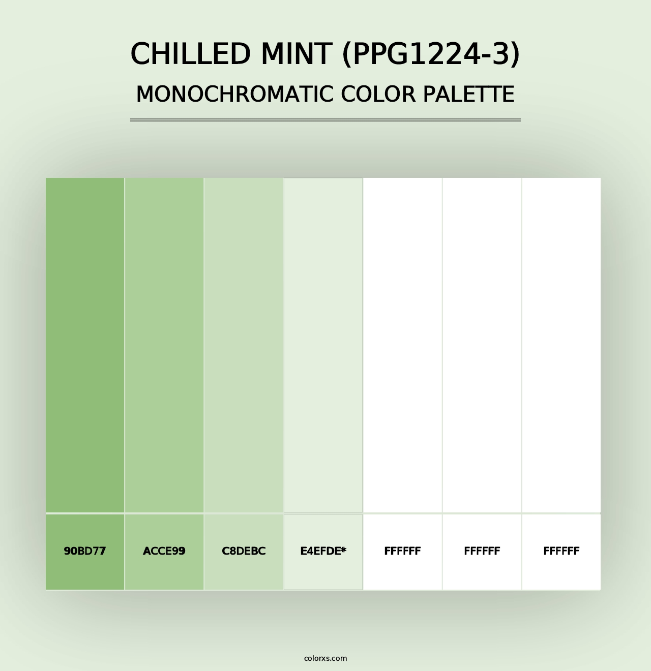 Chilled Mint (PPG1224-3) - Monochromatic Color Palette