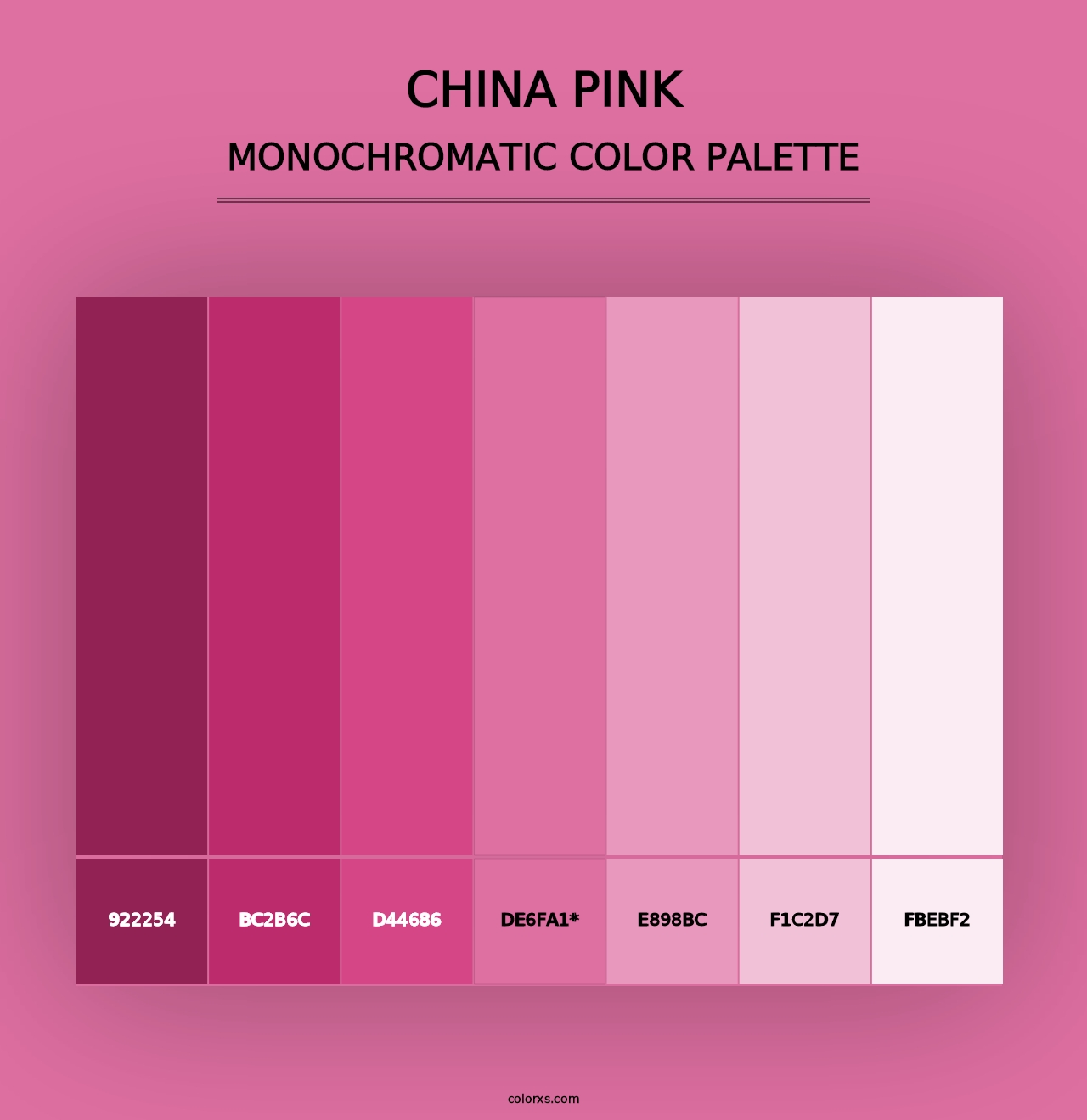 China Pink - Monochromatic Color Palette