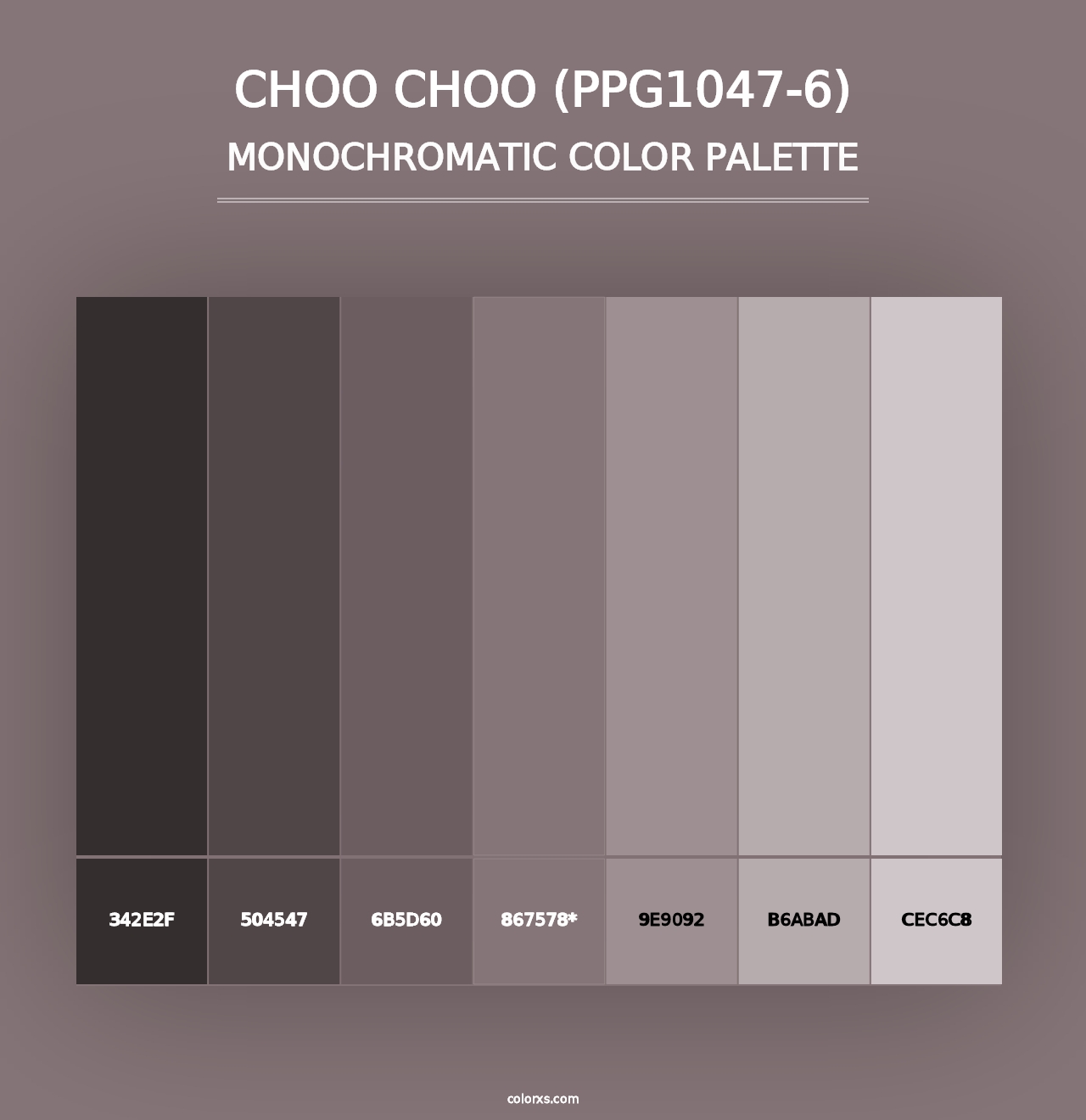 Choo Choo (PPG1047-6) - Monochromatic Color Palette