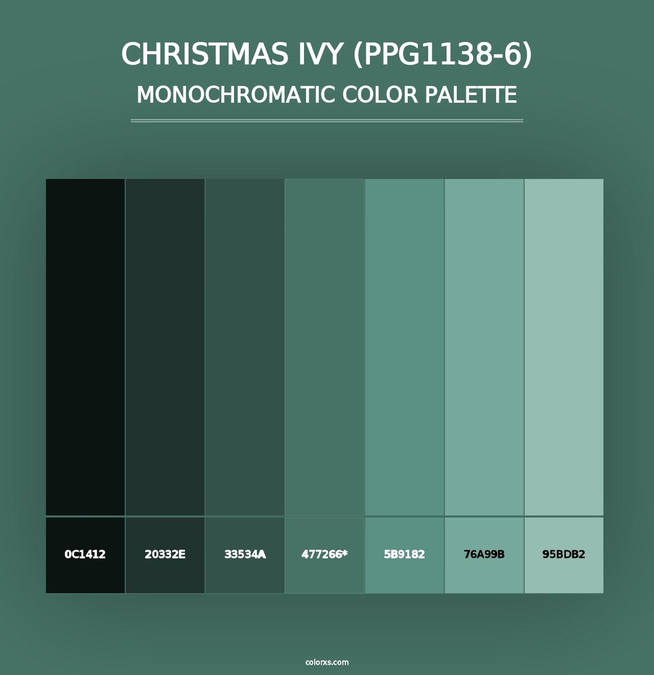 Christmas Ivy (PPG1138-6) - Monochromatic Color Palette