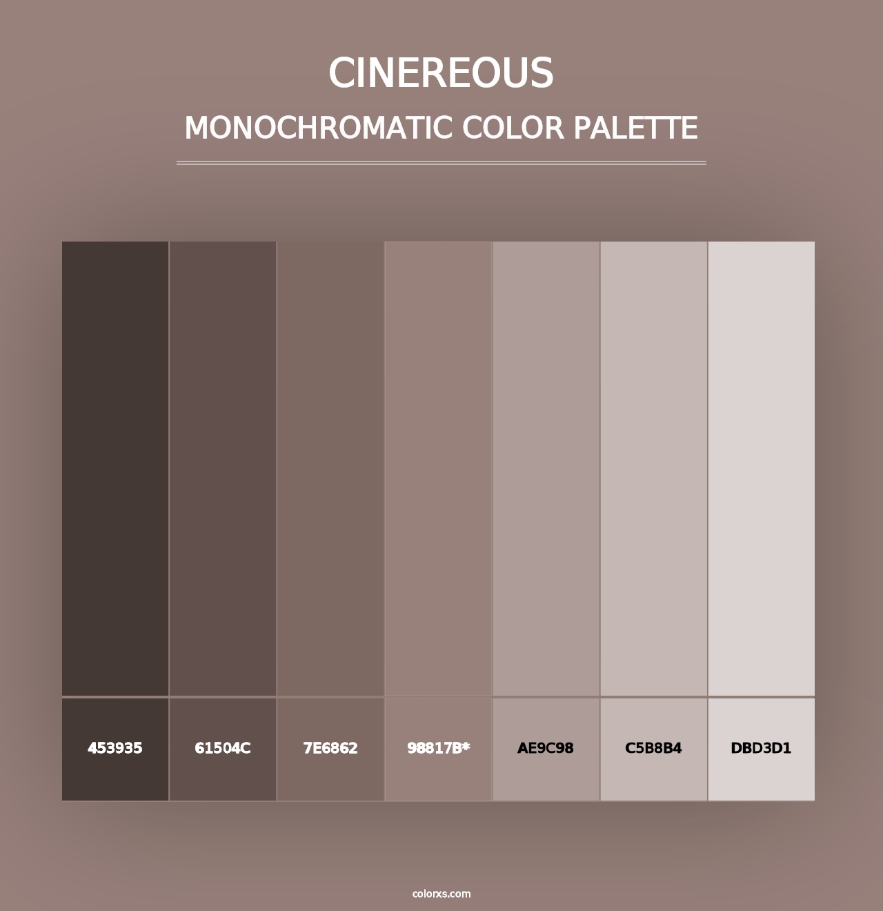 Cinereous - Monochromatic Color Palette