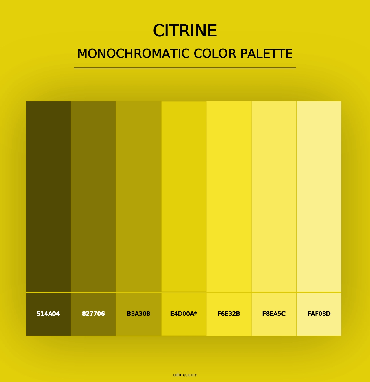 Citrine - Monochromatic Color Palette