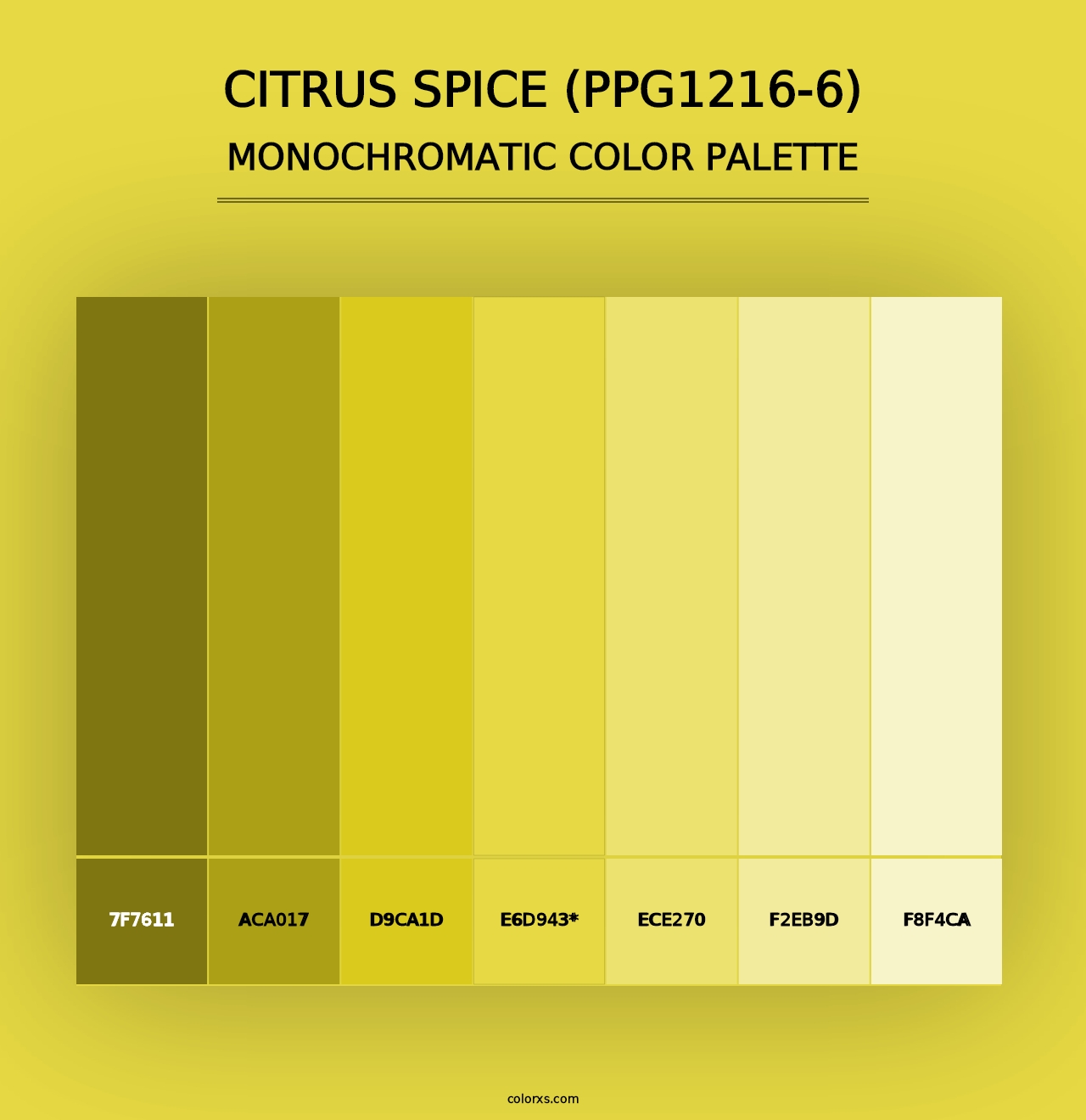 Citrus Spice (PPG1216-6) - Monochromatic Color Palette