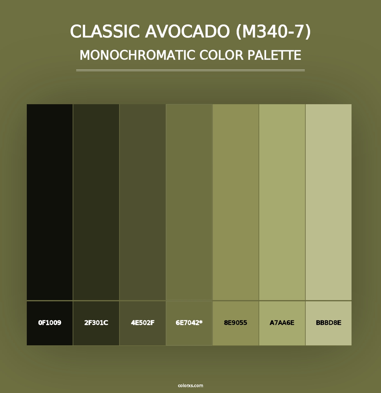 Classic Avocado (M340-7) - Monochromatic Color Palette