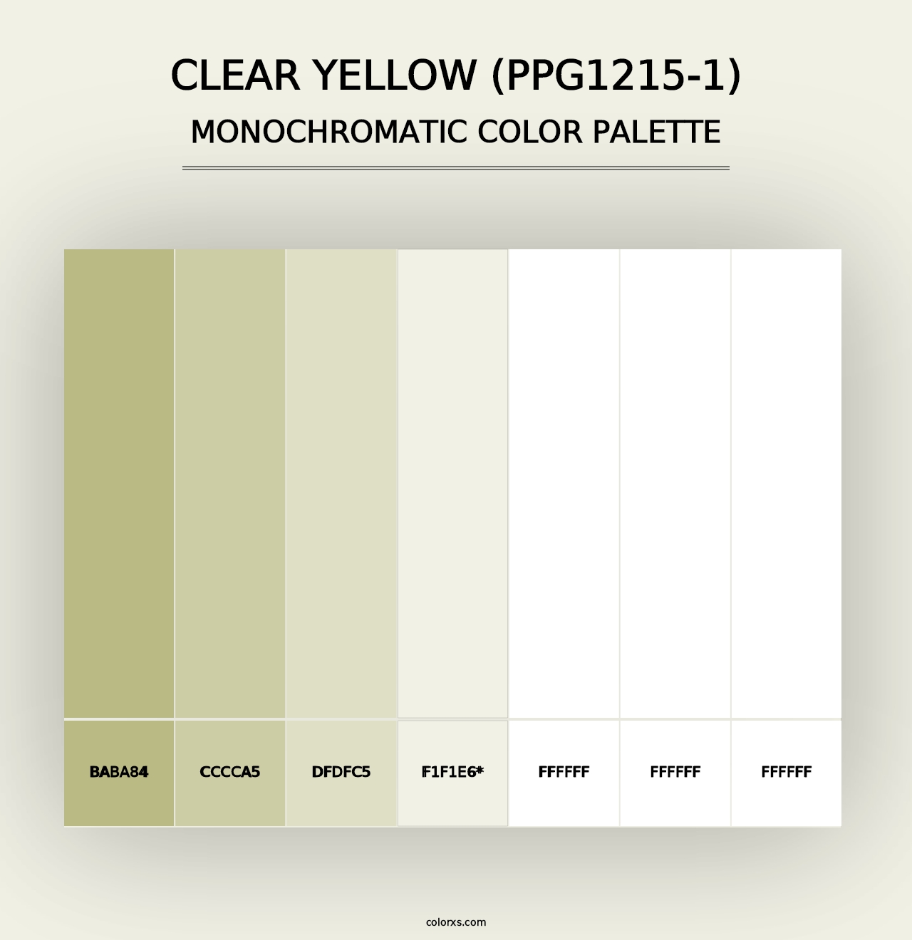 Clear Yellow (PPG1215-1) - Monochromatic Color Palette