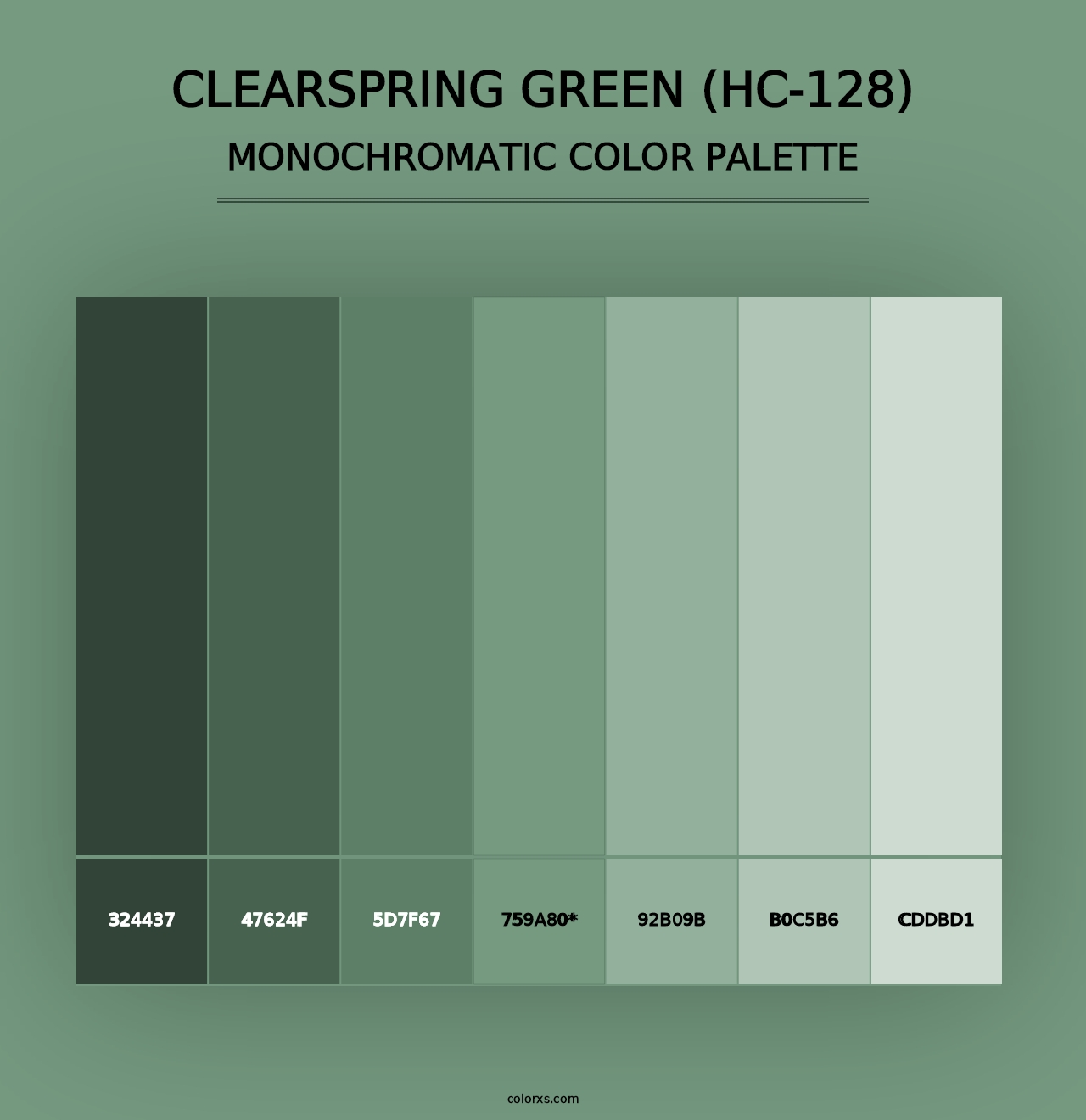 Clearspring Green (HC-128) - Monochromatic Color Palette