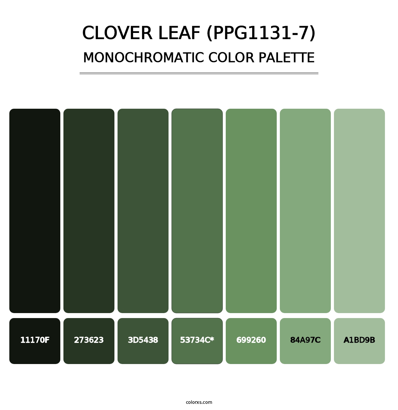 Clover Leaf (PPG1131-7) - Monochromatic Color Palette