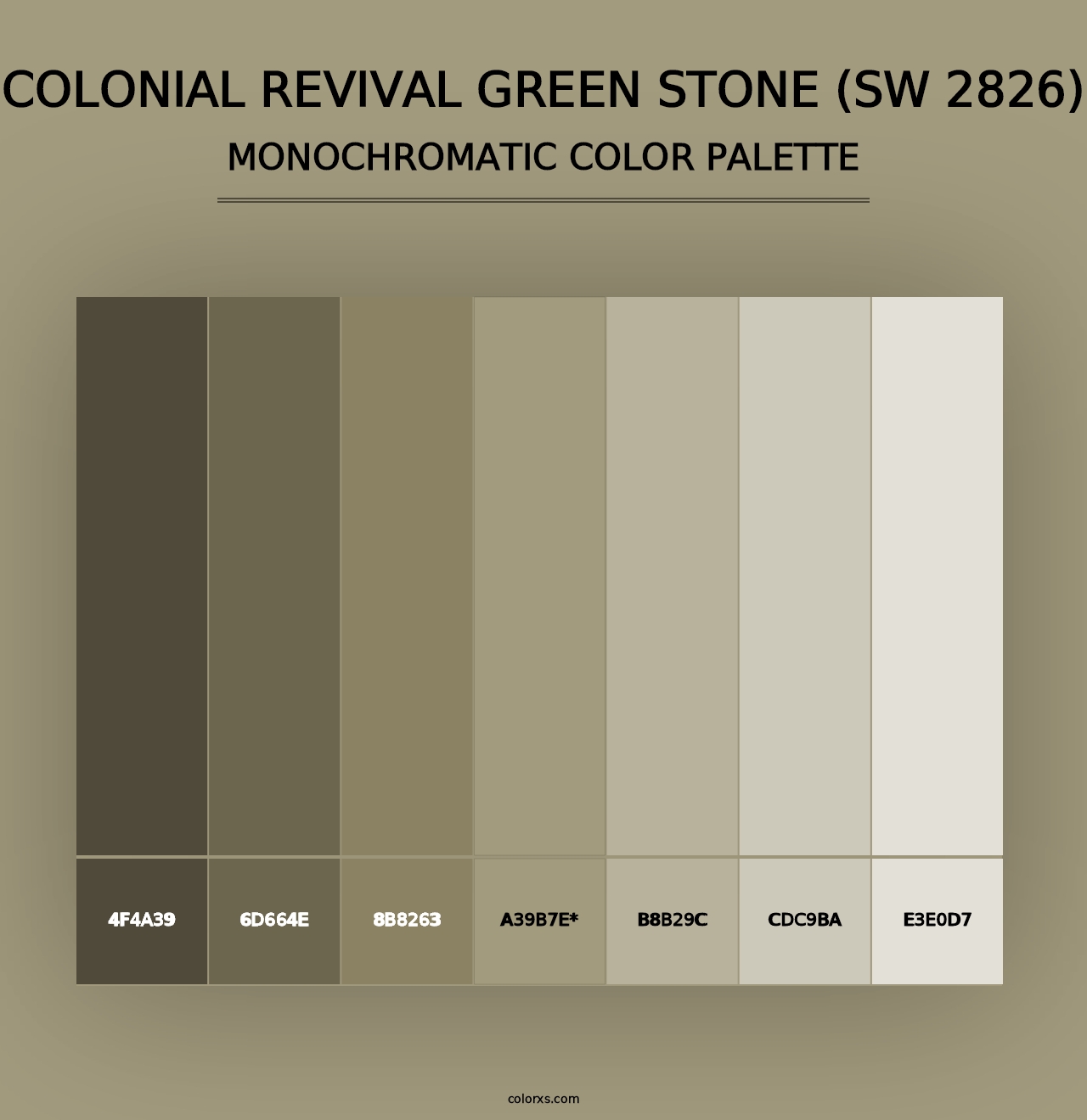 Colonial Revival Green Stone (SW 2826) - Monochromatic Color Palette