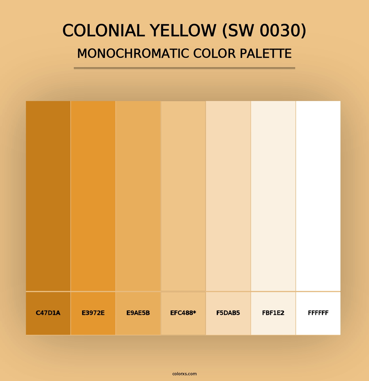 Colonial Yellow (SW 0030) - Monochromatic Color Palette