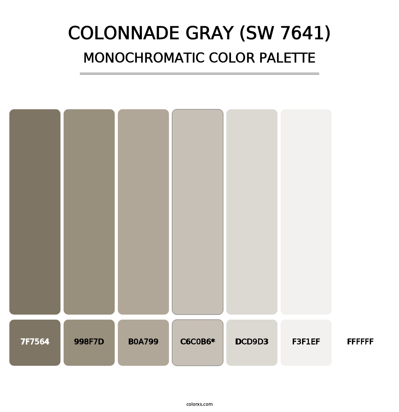 Colonnade Gray (SW 7641) - Monochromatic Color Palette