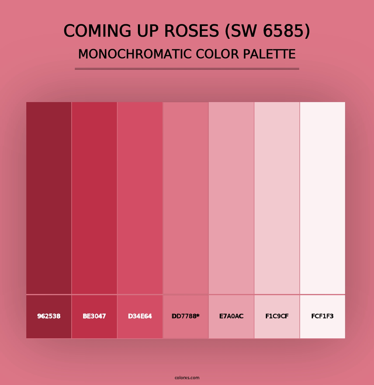 Coming up Roses (SW 6585) - Monochromatic Color Palette