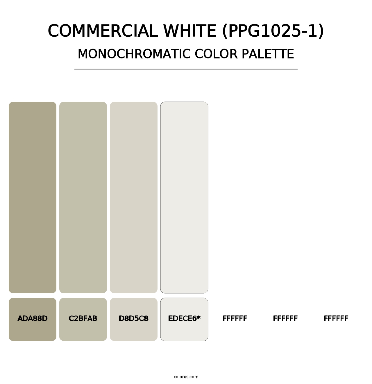 Commercial White (PPG1025-1) - Monochromatic Color Palette