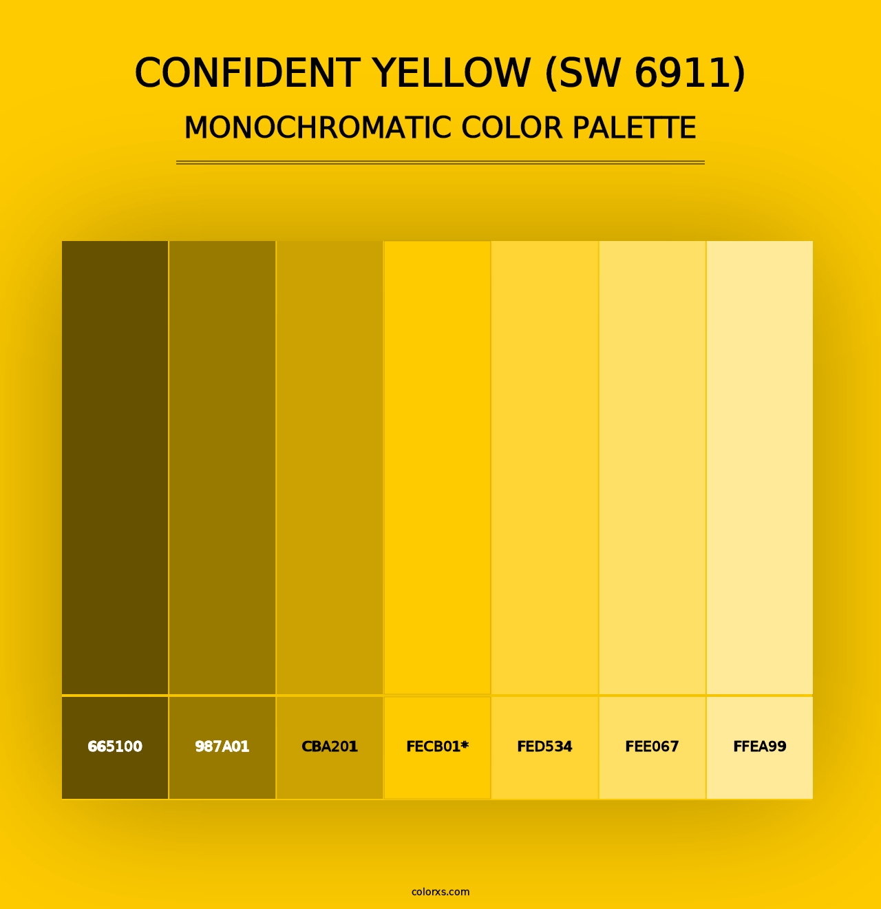 Confident Yellow (SW 6911) - Monochromatic Color Palette