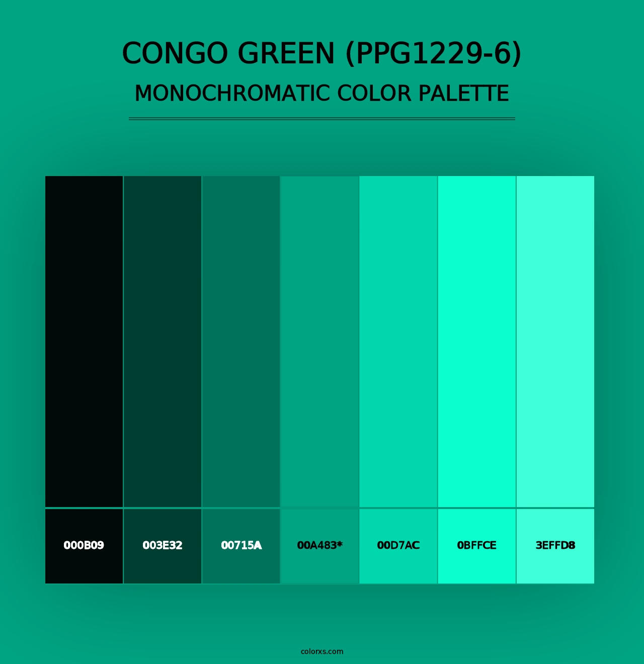 Congo Green (PPG1229-6) - Monochromatic Color Palette