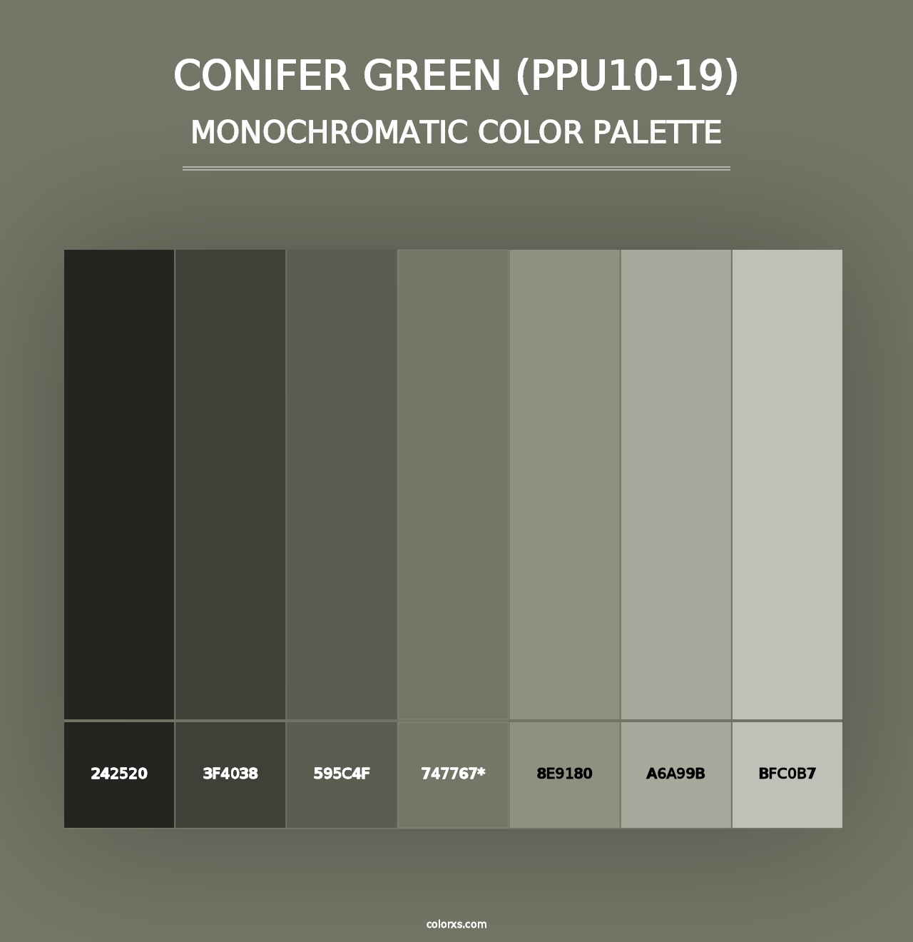 Conifer Green (PPU10-19) - Monochromatic Color Palette