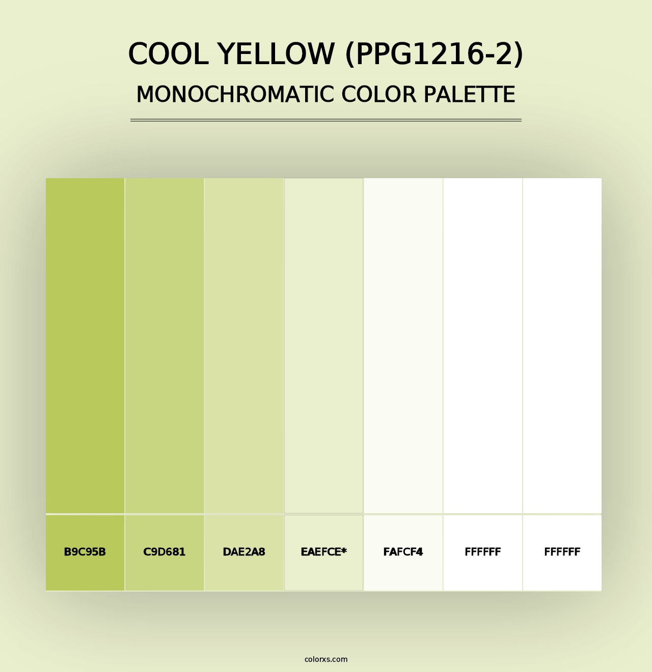 Cool Yellow (PPG1216-2) - Monochromatic Color Palette