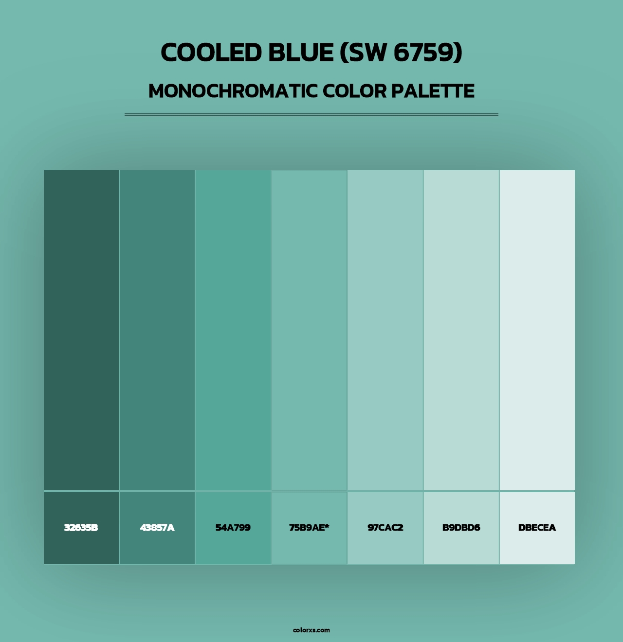 Cooled Blue (SW 6759) - Monochromatic Color Palette