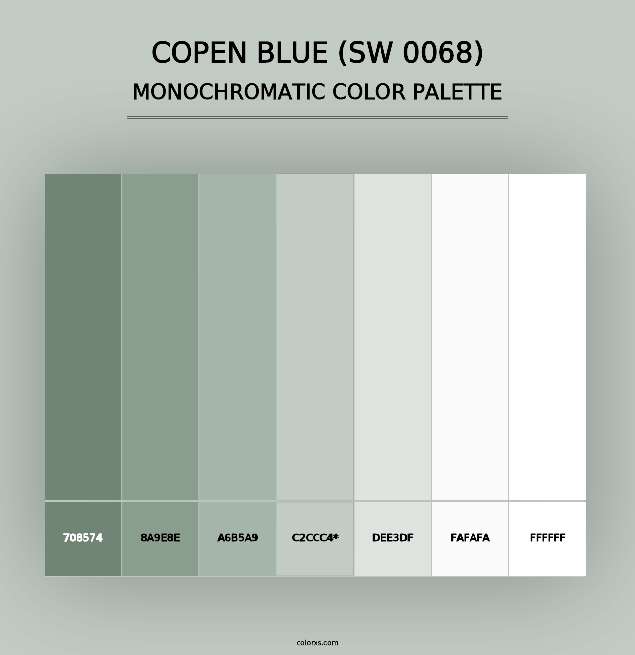 Copen Blue (SW 0068) - Monochromatic Color Palette