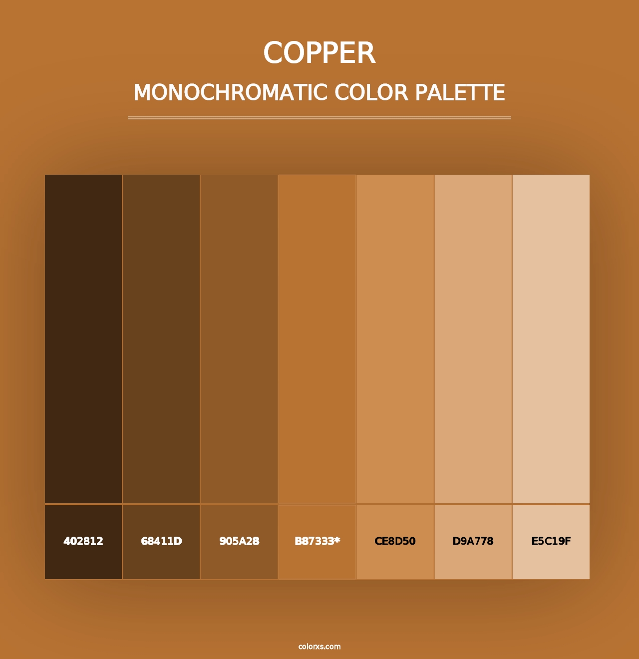 Copper - Monochromatic Color Palette