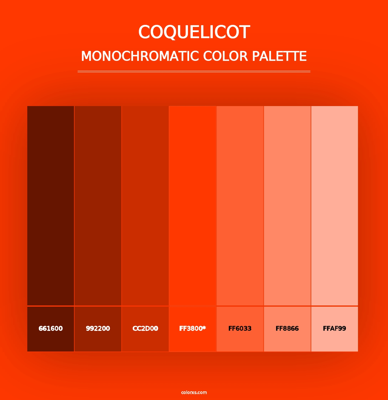 Coquelicot - Monochromatic Color Palette