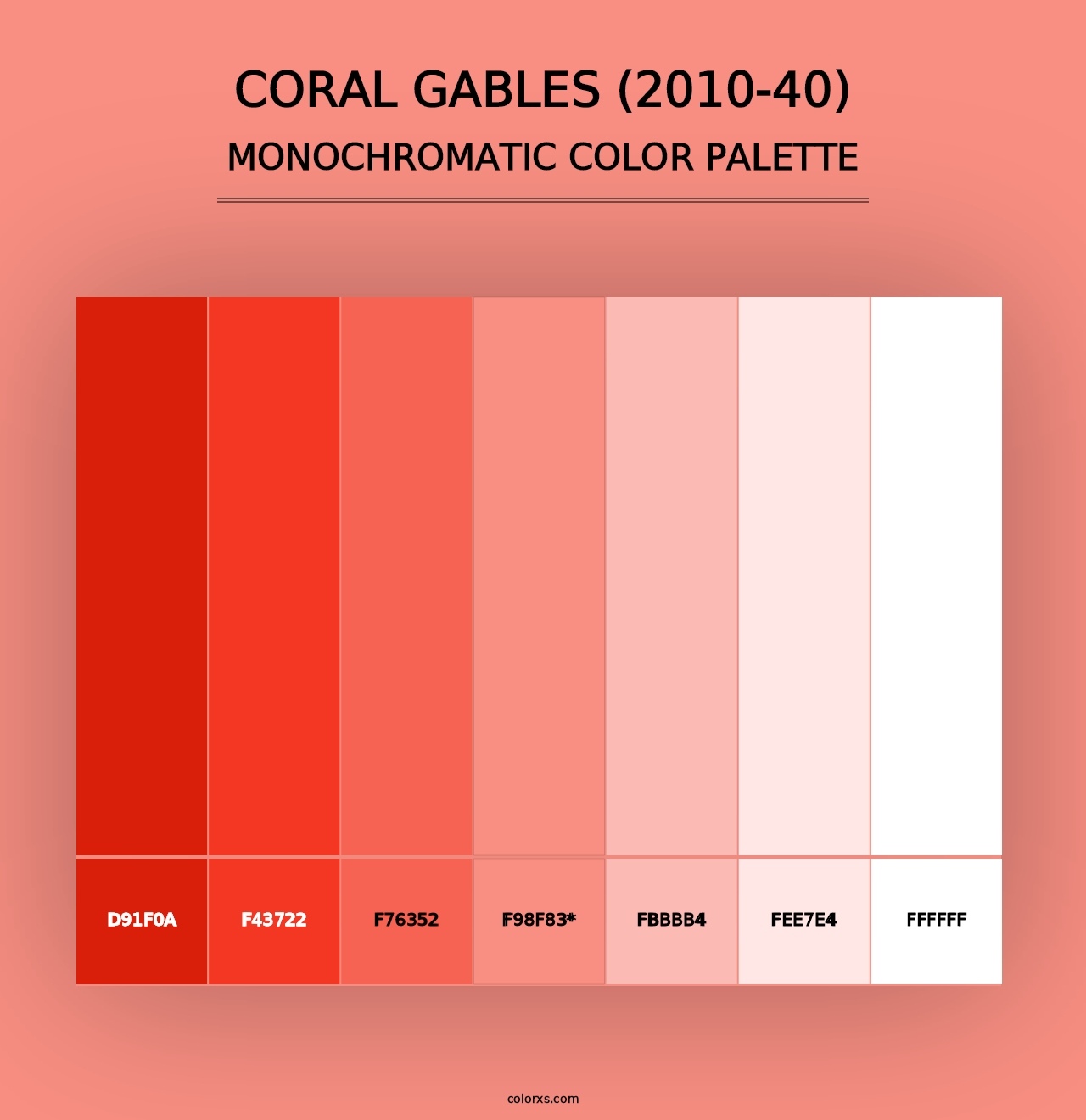 Coral Gables (2010-40) - Monochromatic Color Palette