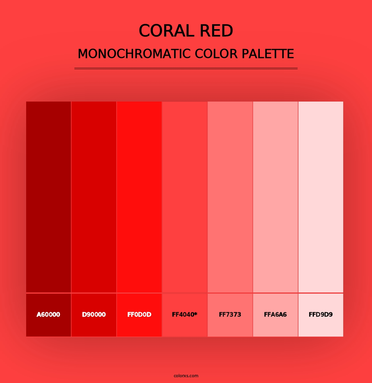 Coral Red - Monochromatic Color Palette