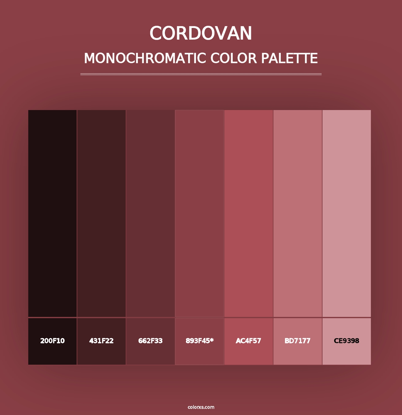 Cordovan - Monochromatic Color Palette