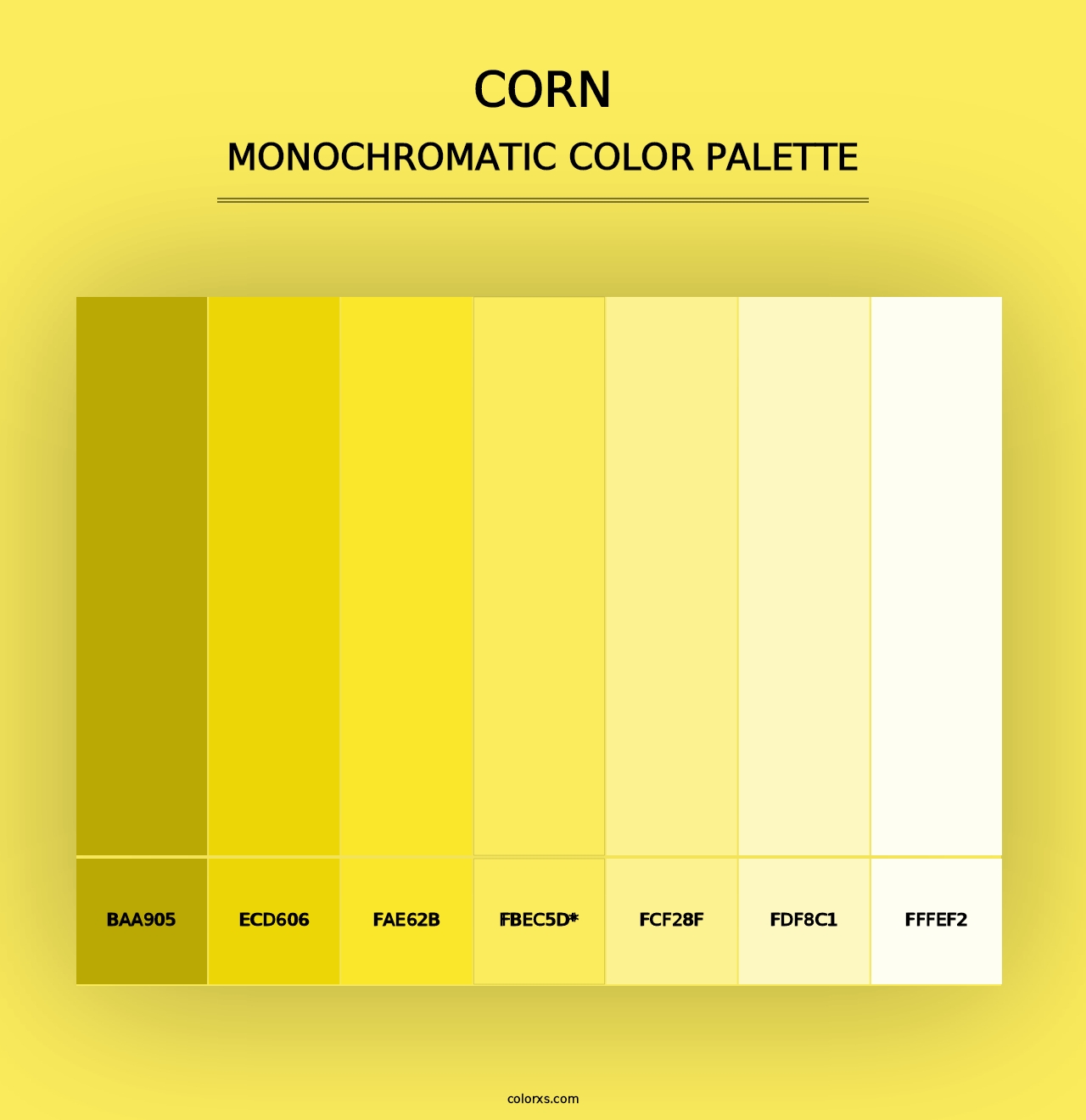 Corn - Monochromatic Color Palette