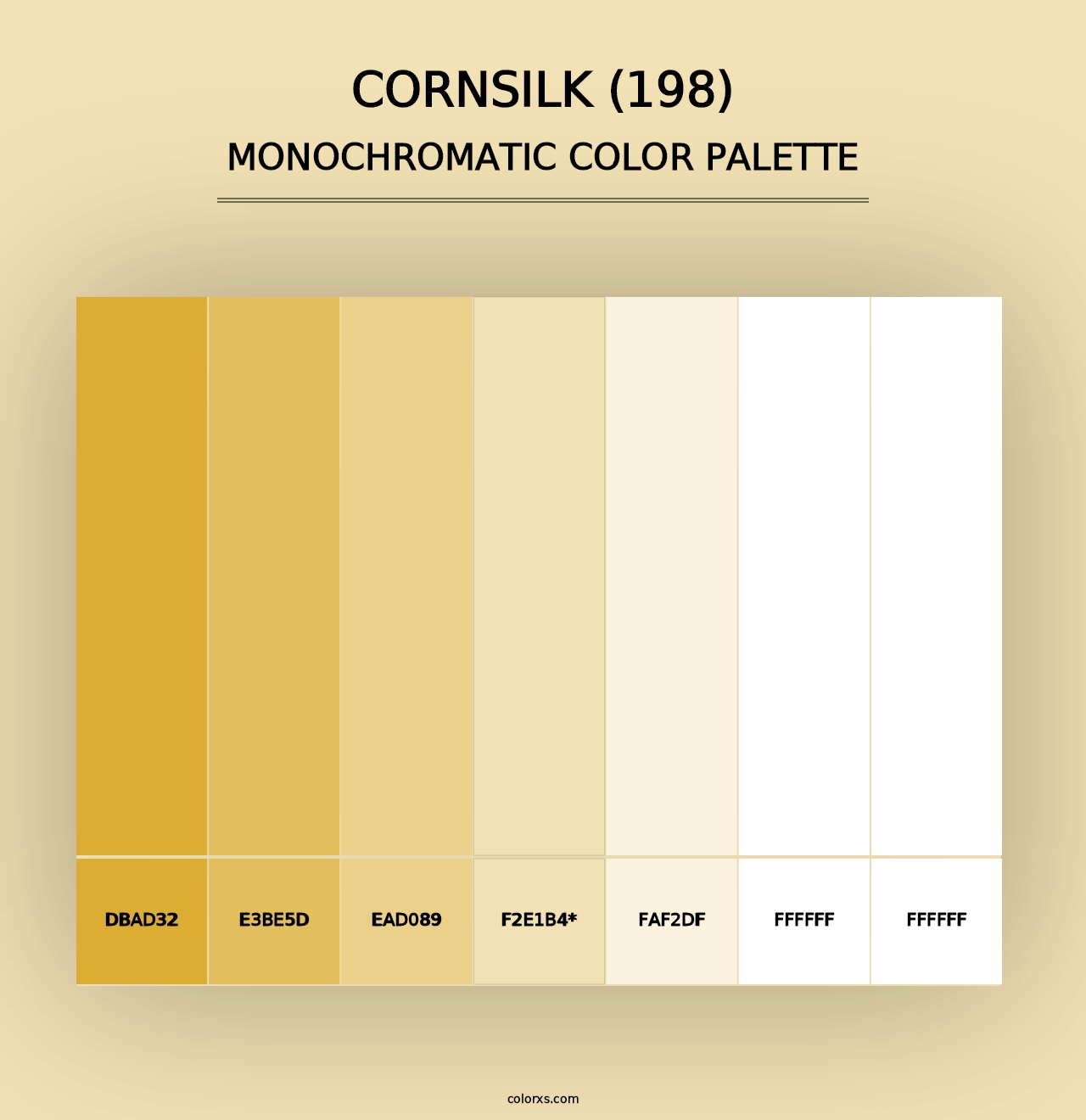 Cornsilk (198) - Monochromatic Color Palette