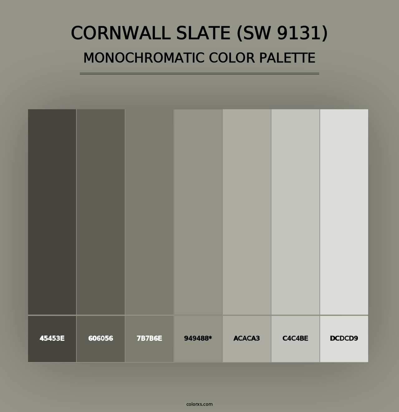 Cornwall Slate (SW 9131) - Monochromatic Color Palette