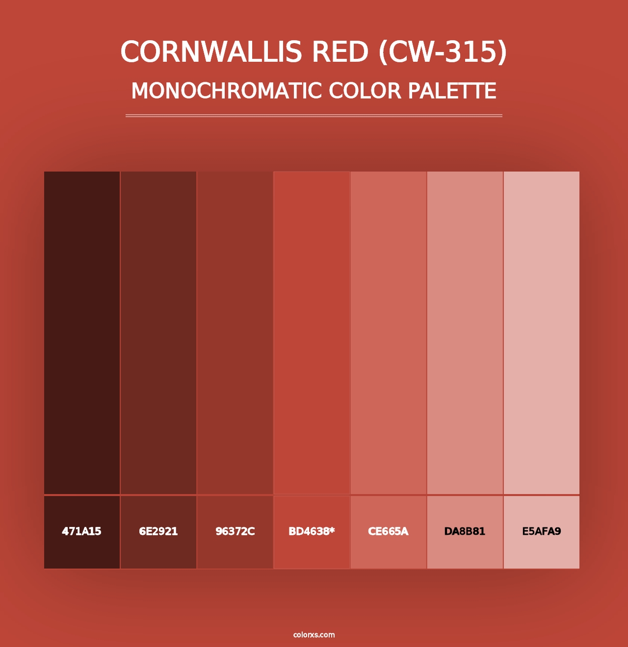 Cornwallis Red (CW-315) - Monochromatic Color Palette