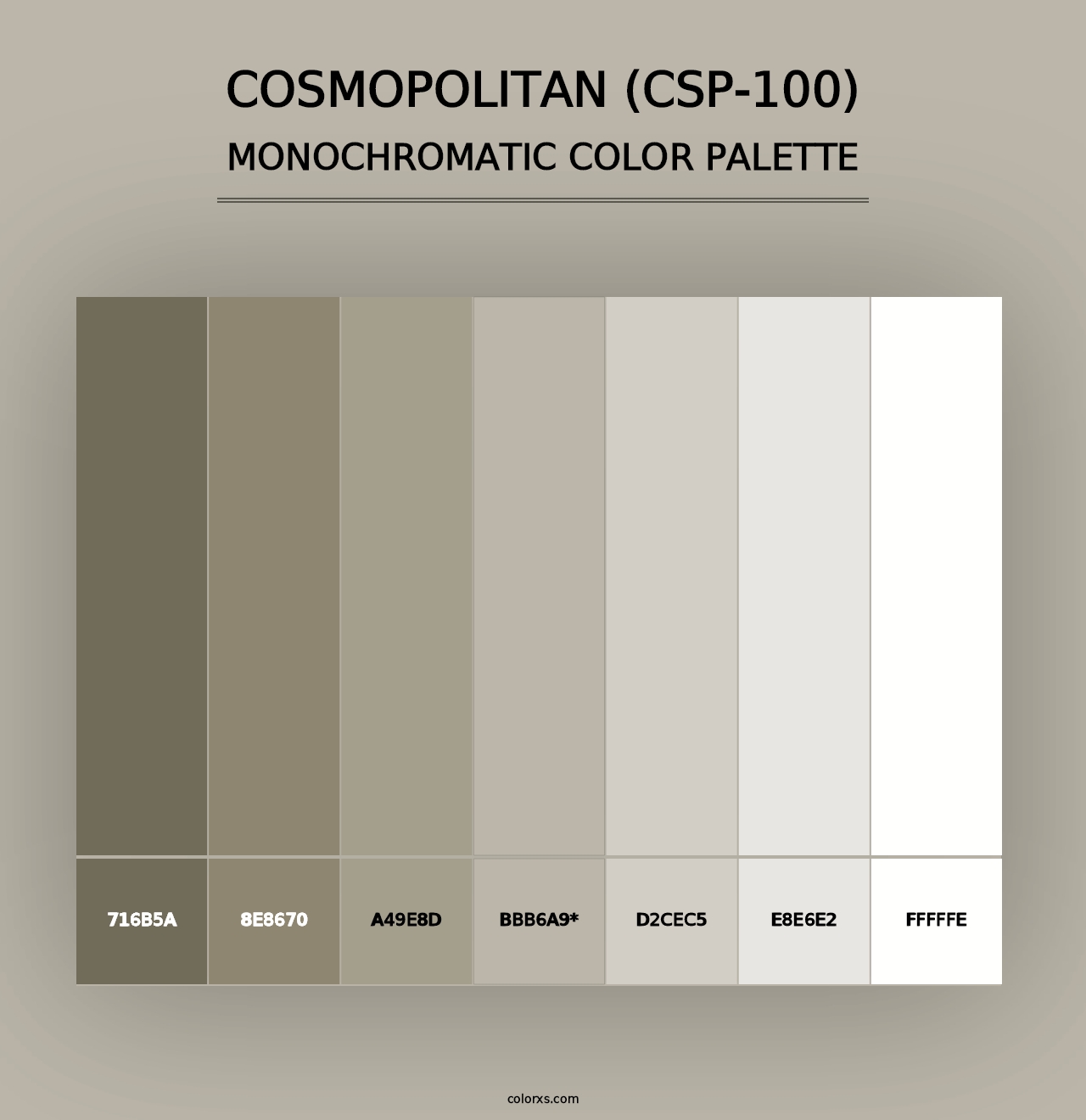 Cosmopolitan (CSP-100) - Monochromatic Color Palette