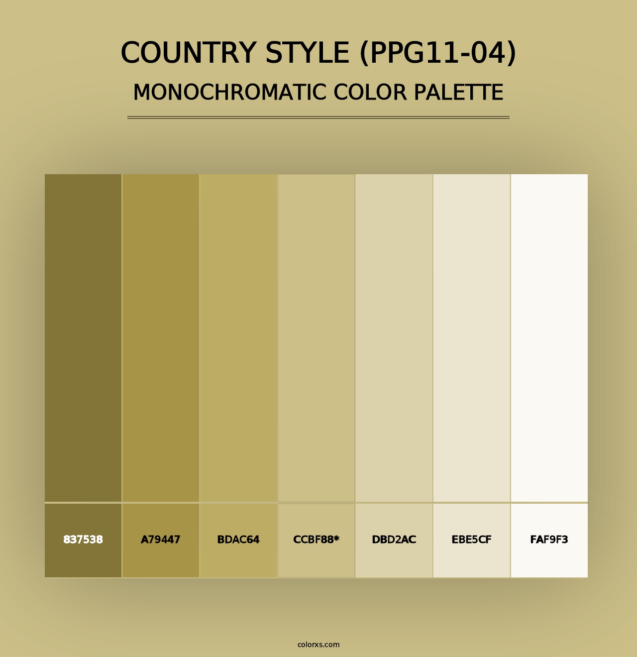 Country Style (PPG11-04) - Monochromatic Color Palette