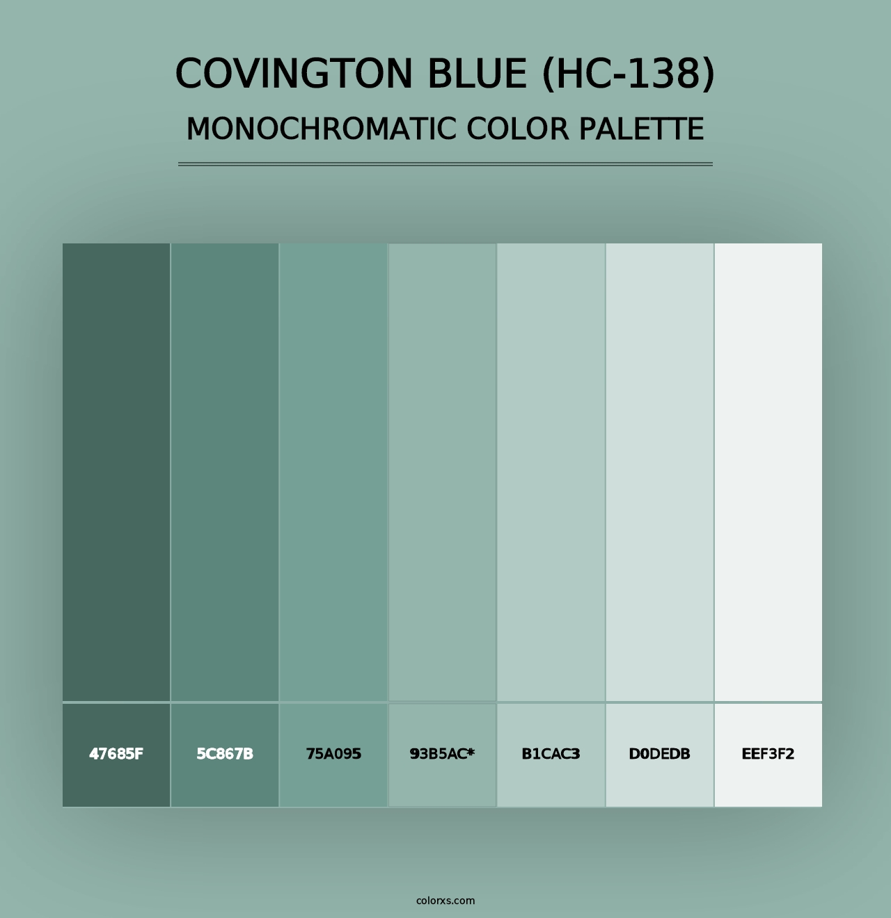 Covington Blue (HC-138) - Monochromatic Color Palette